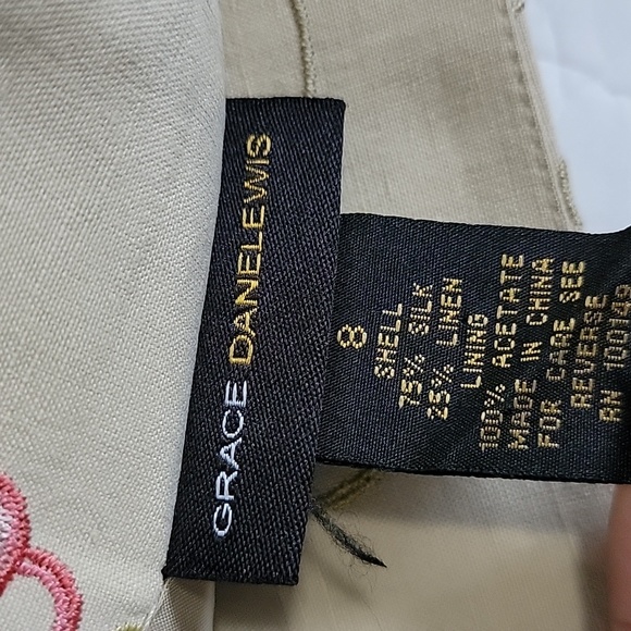 GRACE DANELEWIS EMBROIDERED SILK& LINEN BLAZER SKIRT SUIT SET/Size 6 - Picture 15 of 15